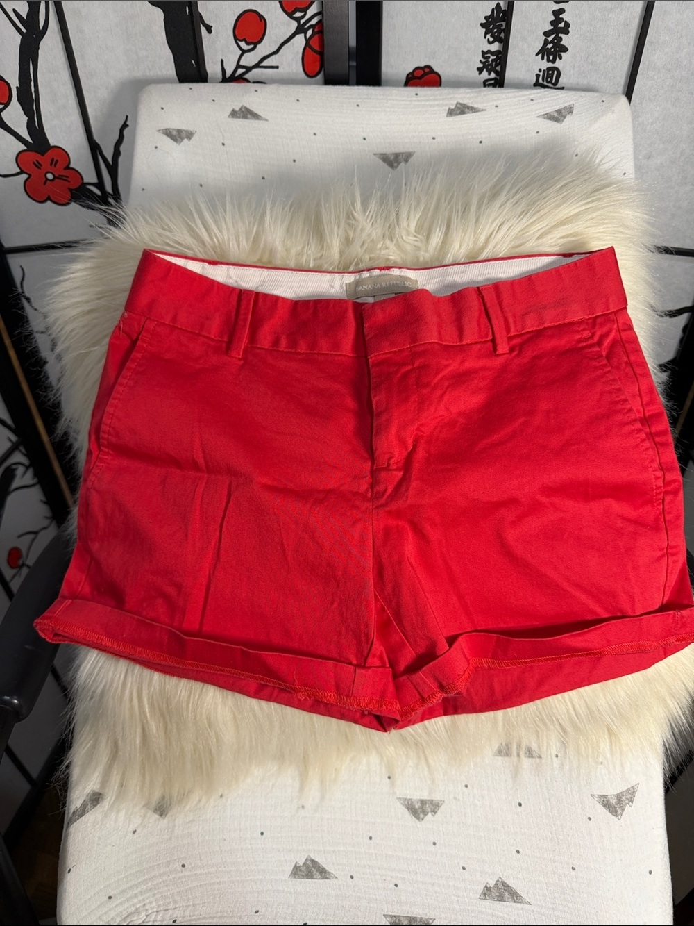 Banana Republic Red Roll-Hem Cotton Shorts